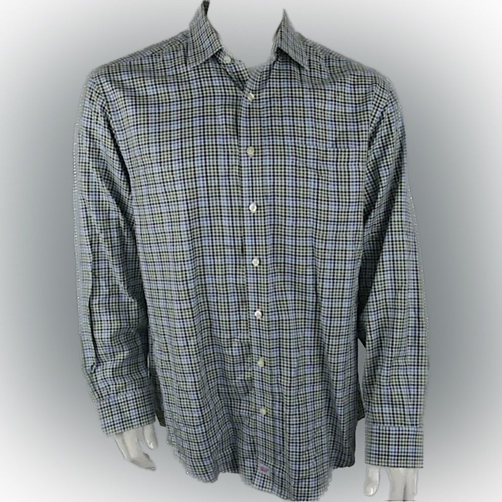 Vineyard Vines Men's Taylor Button Front Shirt Size Medium Blue/Green